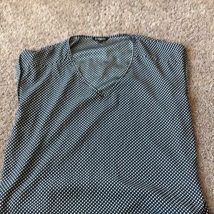 Express black and white polka dot v-neck blouse
